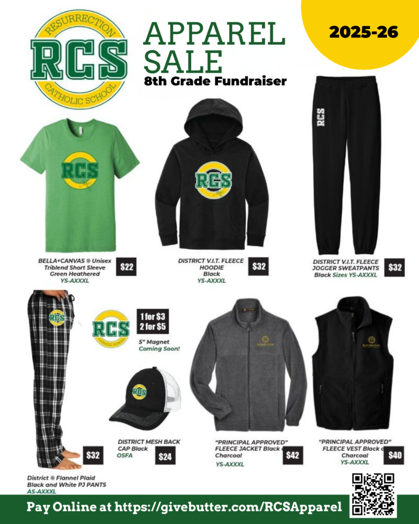 8th Grade Spirit wear Apparel Sales